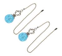 Angoily 2pcs Stylish Ice Cracked Ceiling Fan Pull Chain Set with Connector, 38cm Crystal Ball Cord Replacement for Ceiling Lights Pull Cords, for Dining Area and Home Lighting Decoration