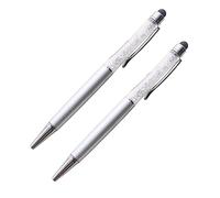 Angoily 2pcs Stylus Pens Multi Function Stylish Bling Slim Crystal Diamond Stylus and Ink Ballpoint Pens for Capacitive Touch Screen Device Writing in Silver Gel for Tablet and Smartphone