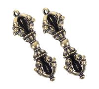 Angoily 2pcs Tibetan Style Vajra Pendant Keychain Charm Cute Demon-subduing Pestle Pendant Brass Tibetan Buddhist Jewelry