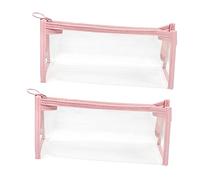 Angoily 2pcs Transparent Stationery Pouches Large Capacity Pen and Cosmetic Bags PVC Material Portable Organizer for Travel and Daily Use Random Color