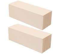 Angoily 2pcs Unfinished Basswood Craft Blocks for DIY Whittling Solid Wood Cubes for Arts Decoration Handmade Projects for Creative Crafting and Home Decor