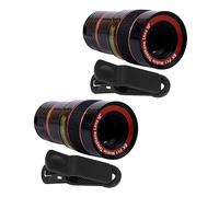 Angoily 2pcs Universal Clip-on Long Focus Macro Phone Camera Lens Set for Mobile Photography, Black, Compatible with Smartphones, Portable Lens Attachment for Detailed Close-up Shots