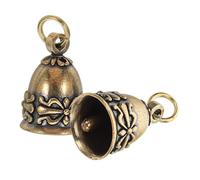 Angoily 2pcs Vintage Brass Craft Bells with Bow Pendant Small Handmade Wind Chimes for DIY Holiday Decor Wedding Ornaments Keyring Charms Christmas Hanging Decorations