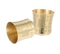 Angoily 2pcs Vintage Brass Meditation Bowls Chinese Kung Fu Tea Cups for Buddhist Offering Feng Shui Mugs Multifunctional Asian Teaware for and Tea Tasting Ceremonies