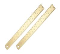 Angoily 2pcs Vintage Brass Ruler with Dual Scale Engraved Measurement, Straight Gold Copper Drafting and Sewing Tool for Students, Architects, and Book Lovers - Precision Bookmark