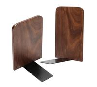 Angoily 2pcs Walnut Wood Bookends with Base Sturdy Desktop Book Organizers for Office and Home Decorative Heavy Duty Book Stoppers Documents Magazines Cds and Records Storage