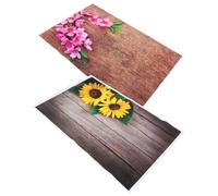 Angoily 2pcs Wood Grain Floral Photography Backdrop Fade-resistant Wall Background Cloth for Newborn Wedding Birthday Party and Portrait Photo Studio Props