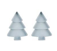 Angoily 2Pcs Xmas Tree Shaped Dish Plate, Xmas Tree Plates Chip& Dip Set, 3 Compartment Plastic Plates Dishes Food Storage Server Xmas Holiday Party Supplies ( Light Blue ) (02BA14321DT012ZTK609N3R)