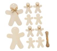 Angoily 2sets Wooden Gingerbread Man Christmas Tree Ornaments DIY Xmas Tree Hanging Decorations for Xmas Party Decor Unfinished Wood Cutouts