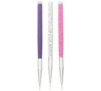 Angoily 3 Pcs Nail Art Brush Set with Fiber Tips for Gel Polish Painting Easy to Use Nail Liner Pens in Assorted Colours and Home Use
