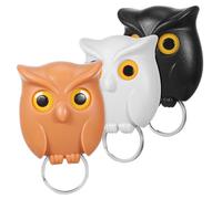 Angoily 3 Pcs Owl Wall Key Holders with Strong Adhesive Compact Decorative Hooks for Entryway Sturdy Multi-use Key Hooks in White Black Towels Small Pouches