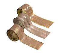 Angoily 3 Rolls Christmas Burlap Ribbon Wired Edge Metallic Linen Ribbon for Xmas Craft Wreath Wrapping Holiday Party Decoration and Wedding Supplies