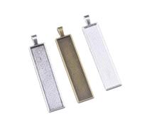 Angoily 30PCS Alloy Pendant Trays with Glass Cabochons for DIY Jewelry Making Crafts Vintage Silver Antique Silver Antique Brass Rectangular Bezel Settings for Resin Cameo Photo Charms