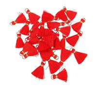 Angoily 30pcs DIY Tassel Pendants for Crafts Ultra Fine Keychain Accessories with Wrinkle Binding Line Non Fading Red Tassels for Clothing Decoration and Gift Packaging