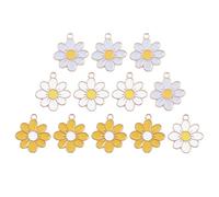 Angoily 30pcs Mixed Color Eight-Petal Chrysanthemum Flower Shape Pendants DIY Jewelry Making Charms for Necklace Keychain Craft Accessories