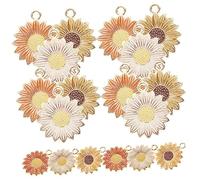 Angoily 30pcs Sunflower Flower Charms Decorative Pendants for Jewelry Making DIY Keychain Necklace Bracelet Accessories White Orange Yellow