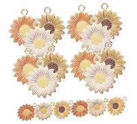 Angoily 30Pcs Sunflower Keychain Charms Delicate Flower Pendants for DIY Jewelry Making for Bracelets Necklaces and Crafts