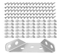 Angoily 36pcs Stainless Steel Metal Corner Bracket with Screws, Heavy Duty Three-Side Fixed Angle Corner Brace for Wood Furniture Cabinets, Shelf and Table Support Hardware
