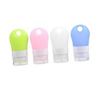Angoily 38ml Travel Size Squeeze Bottles 4 Pack Empty Silicone Travel Bottles Keychain, Assorted Color, 8x2.8cm