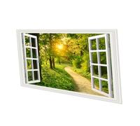 Angoily 3D Faux Window Sticker Wall Decal, Removable Vinyl Fake Window Wall Decal with Beach Ocean Landscape, 33.8 X 22 Inch Home Decor for Bedroom and Living Room