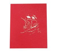 Angoily 3D Sailboat Christmas Greeting Card 15x15cm Hollow Pop-up Holiday Blessing Card for Festive Season and Seasonal Thanks