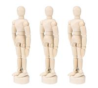 Angoily 3pcs 4.5 Inches Wooden Figure Model, Mannequin, Jointed Manikins for Artists Sketch, Home Office Desk Decoration, Beige