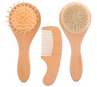 Angoily 3pcs Bath Massage Brush Bathing Scrubber 7.8x3.9x1.2inch Wood Pig Bristle Anti-Slip Creative Design and Adults Shower Use