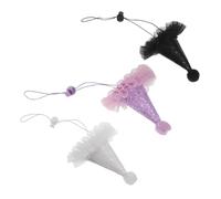Angoily 3pcs Birthday Hats for Pets with Pom Poms Adjustable Dog and Cat Party Decorations Bright Reusable Caps for Stuffed Animals