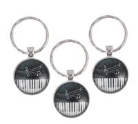 Angoily 3pcs Black Alloy Piano Keyboard Keyring Set with Unique Mini Piano Pattern Design, Creative Key Decoration for Women, Key Holder Accessories