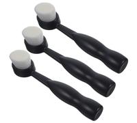 Angoily 3pcs Black Self-standing Facial Cleansing Brushes with Long Handles for Deep Exfoliation and Face Washing, Manual Face Brush Set for Female Skin Care and Pore Cleaning