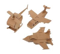 Angoily 3pcs Cardboard Airplane Toys for Kids - Unfinished Paintable Helicopter - DIY Model Kits Paintable Planes for Children’S Learning Craft Activities