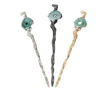 Angoily 3PCS Chinese Hair Chopsticks Hair Sticks for Long Resin Jade with Irregular Design in Gold Silver and Black for Women’s Styling Accessories