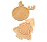 Angoily 3pcs Christmas Tree and Reindeer Serving Plates Holiday Snack Dish Sauce Bowls for Party Appetizers Desserts Sushi Seasonal Tableware