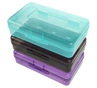 Angoily 3pcs Clear Pencils Box with Hinged Lid and Snap Closure Plastic Containers Storage Organizer Painting Brush Storage Case for Drawing Office Supplies