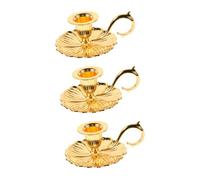 Angoily 3pcs Decorative Candle Stand Vintage Metal Candle Holder for Pillar Elegant Centerpiece for Weddings Parties and Home Multi-purpose Table Decoration Finish