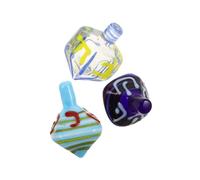 Angoily 3pcs Elegant Glass Dreidel for Hanukkah Traditional Judaica Collectibles Decorative Holiday Ornaments Handblown Artisan Glass Jewish Gifts for Family Celebration