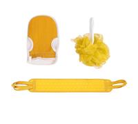 Angoily 3pcs Exfoliating Bath Towel Set with Back Scrubber and Shower Gloves, Ginger Yellow Bath Wash Gloves for Dead Skin Removal and Deep Cleansing in Summer Bathing