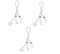 Angoily 3pcs Five-pointed Star Phone Charm Lanyard Minimalist Kawaii Pendant for Mobile Phones Alloy String Bag Accessory for Stylish Decoration and Personal Use