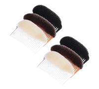 Angoily 3Pcs Hair Volume Base Pads Comb Set for Women, Large Invisible Fluffy Hair Cushion Clips in Brown, Black, and Beige for Hairstyling and Bun Making