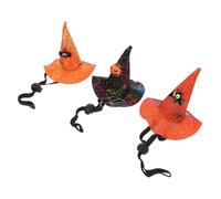 Angoily 3pcs Halloween Pet Witch Hats Lightweight Elastic Cat Dog Costume Headwear Party Accessories with Pumpkin Bat Spider Designs for Photo Shoots