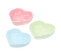 Angoily 3Pcs Heart-shaped Ceramic Pet Eating Bowls for Hamsters Squirrels and Rodents Food Containers in Pastel Pink Green Blue Compact Safe Feeders