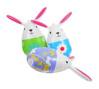 Angoily 3pcs Inflatable Bunny Ornaments Set Easter Egg Bunny Statues in Purple Blue Green Plastic Easter Balloons for Outdoor Spring Party Decoration and Photo Booth Props