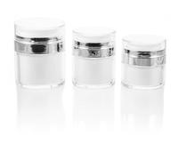Angoily 3pcs Leakproof Double-layer Plastic Creams Bottles for Travel and Business Trip, Portable Cosmetic Storage Jars with 15g, 30g, 50g Capacity White Makeup Bottles