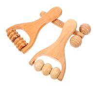 Angoily 3pcs Manual Back Massager Multi-Functional Massager Wood Material Hand-held Design Round Shape No Burrs Fatigue Suitable for Office and Business Trip Use