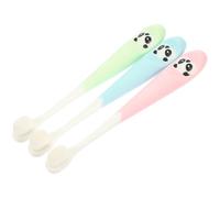 Angoily 3pcs Manual Toothbrush Set with Protective Soft Bristles and Comfortable Abs Silicone Handles, Cartoon Panda Design for Daily Use Random Color
