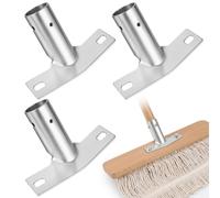 Angoily 3Pcs Metal Broom Handle Bracket - Heavy Duty Brush Connector | Robust metal replacement fittings, secure screw fixings for indoor outdoor push brooms, stable pole mounts, 3 pack value