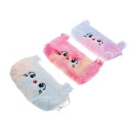 Angoily 3pcs Plush Cat Pencil Case Gradient Color Zippered Pouch Multifunctional Pen Carrying Bag Makeup Organizer for Women Students Office School Supplies