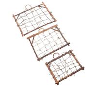 Angoily 3pcs Rattan and Wood Hanging Plant Frames, Small 20x15cm Medium 25x20cm Large 30x25cm, Decorative Air Plant Holders for Home Wall Décor and Photography Props