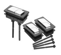 Angoily 3pcs Rectangular Dual Flush Push Button Toilet Cistern Flush Replacement Set Black Plastic for Bathroom Water Tank