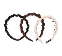 Angoily 3pcs Satin Non-Slip Toothed Headbands for Women, Elastic Hair Bands with U-Shaped, Suitable for Face Washing, Makeup, and Skincare, Includes Black, Coffee, and Colors